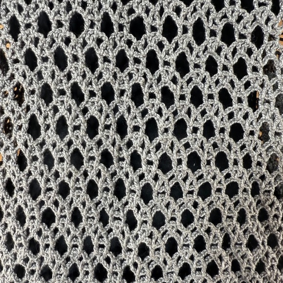 Crochet Cover Up Tunic Top Knit Pullover Sweater Dress Gray size Medium/Large - Picture 6 of 7